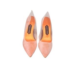 Jessica Rich So Fancy Orange Clear PVC Pointed Toe Logo Heel Pumps Womens 38
